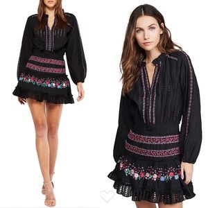 MISA embroidery blk mini dress S